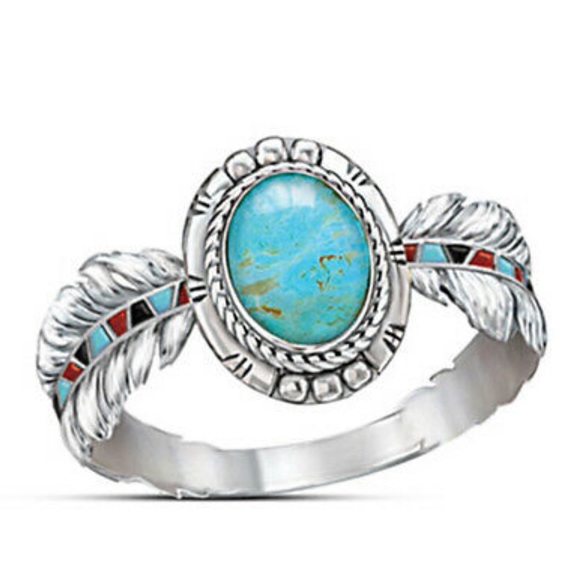 New 925 Silver Oval Cut Turquoise ring - Picture 2 of 9